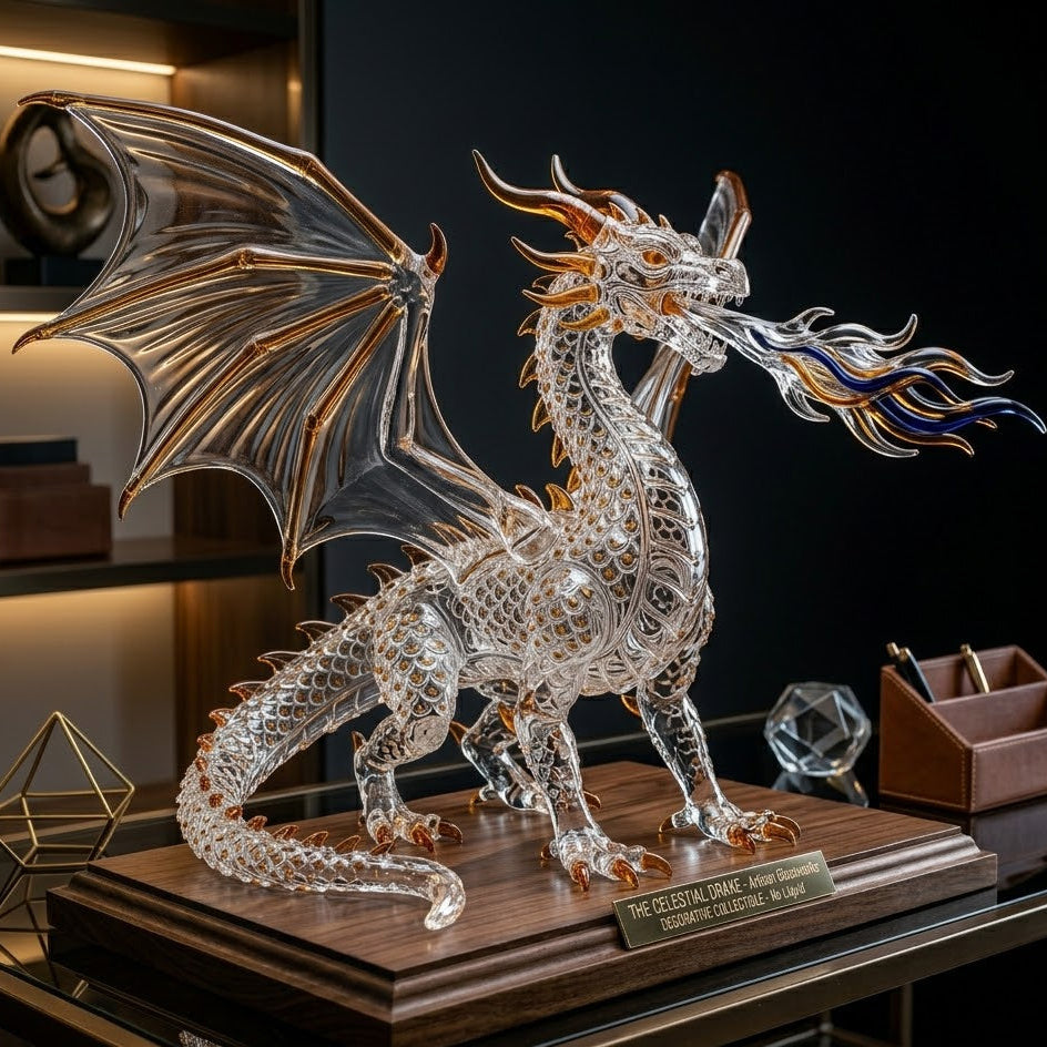 Handcrafted Crystal Glass Dragon Decorative Sculpture