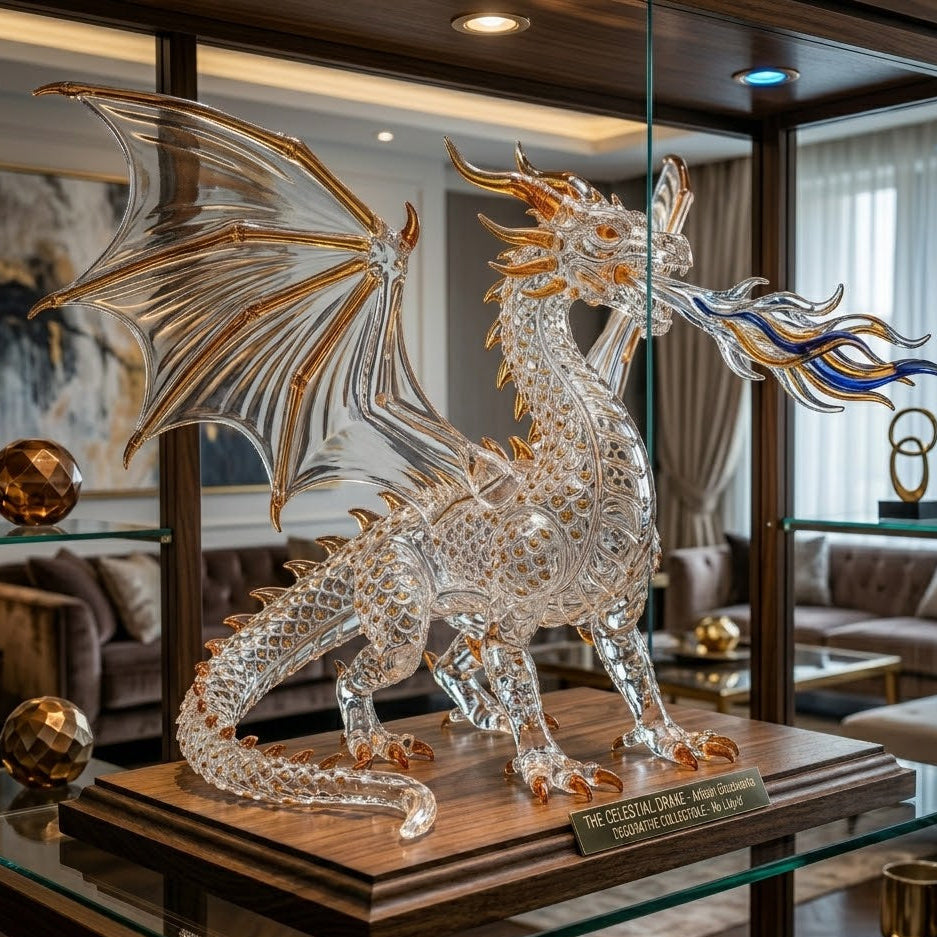 Handcrafted Crystal Glass Dragon Decorative Sculpture